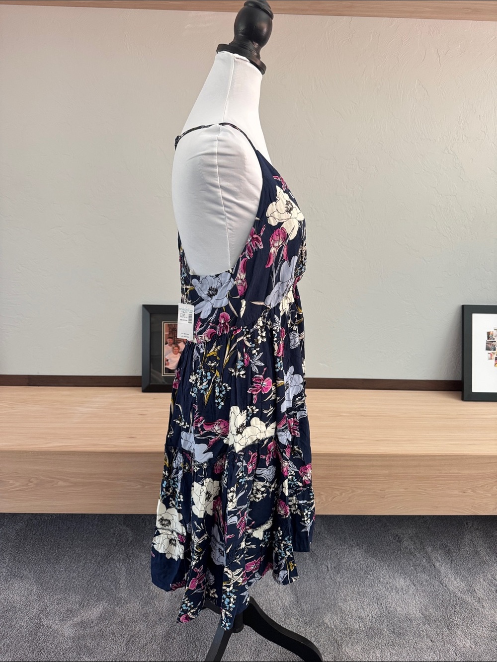 Maurices Navy Floral V-Neck Spaghetti Strap Mini Dress - NWT - Picture 2 of 7